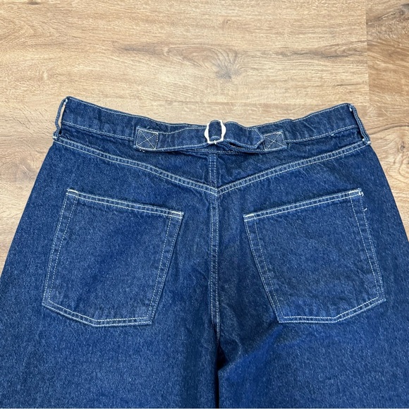 BDG Urban Outfitters Logan Twisted Buckle Barrel Jean Dark Blue Wash Size 32 - Picture 7 of 8